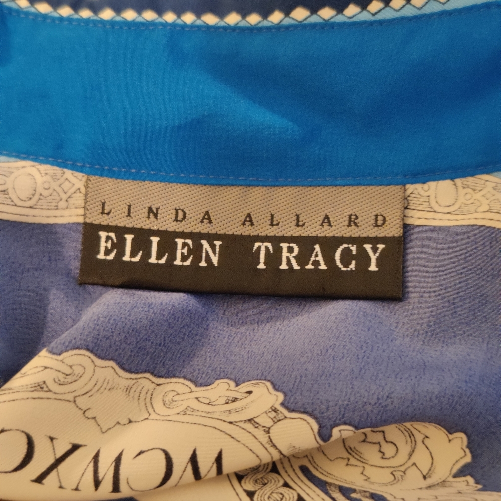 Ellen Tracy Stunning dated Deadstock Scarf Print ship crests stripe Silk chic - Picture 12 of 15